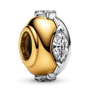 Gold&Silver Charm with Marquise Cut CZs